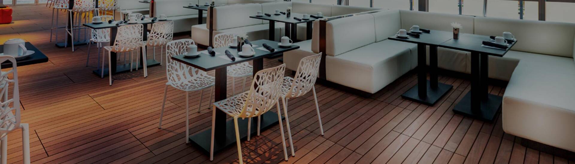 Dining Space with Wood Tile Foors