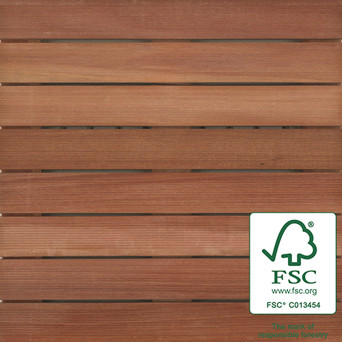 2′ x 2′ FSC® 100% Ribbed Massaranduba Wood Tile