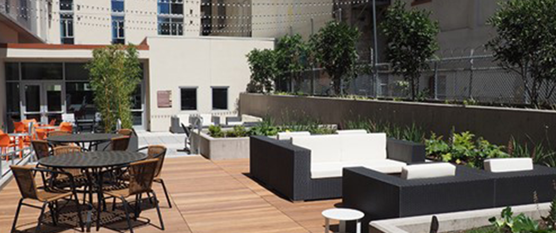 Rooftop Seating Area with Aluminum Cube Planters