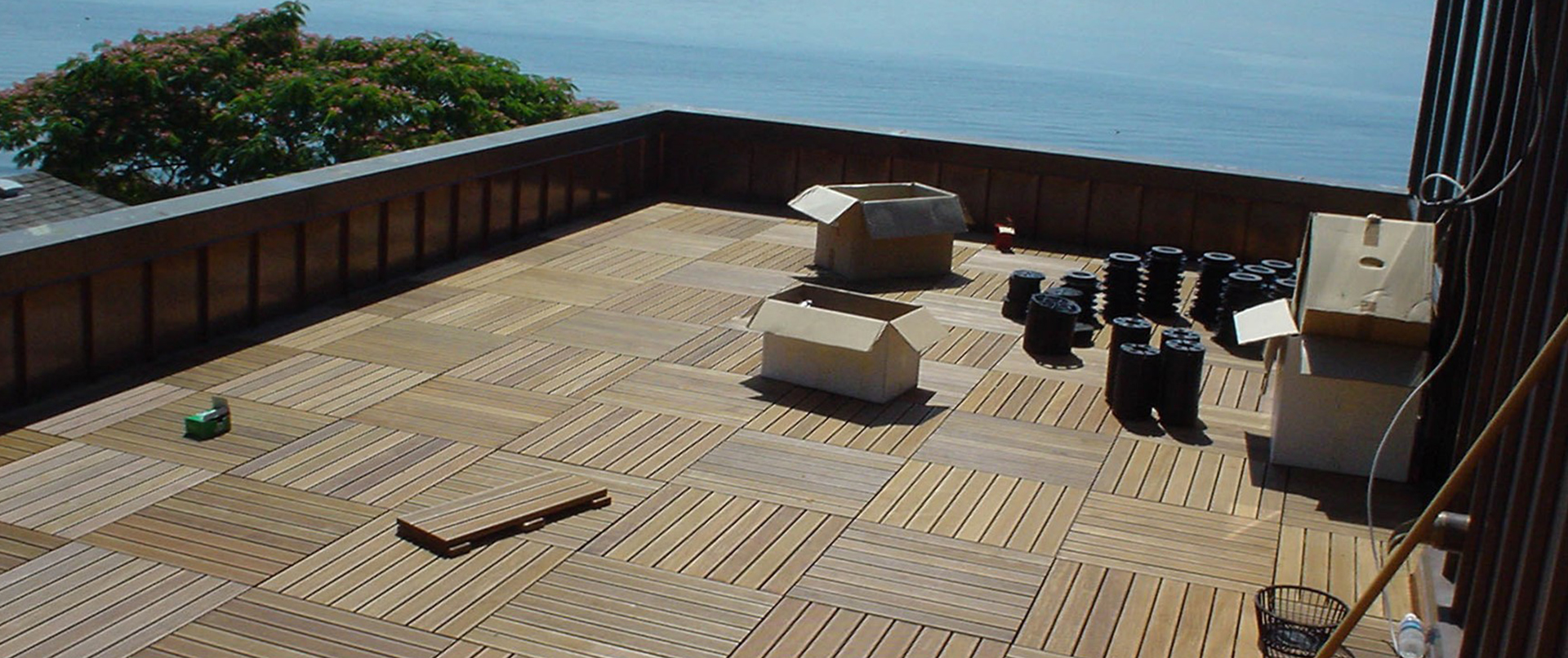 Waterside Wood Tile Rooftop in Progress