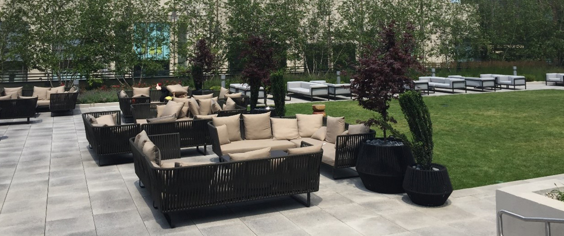Rooftop Lounge Seating Area with Greenspace