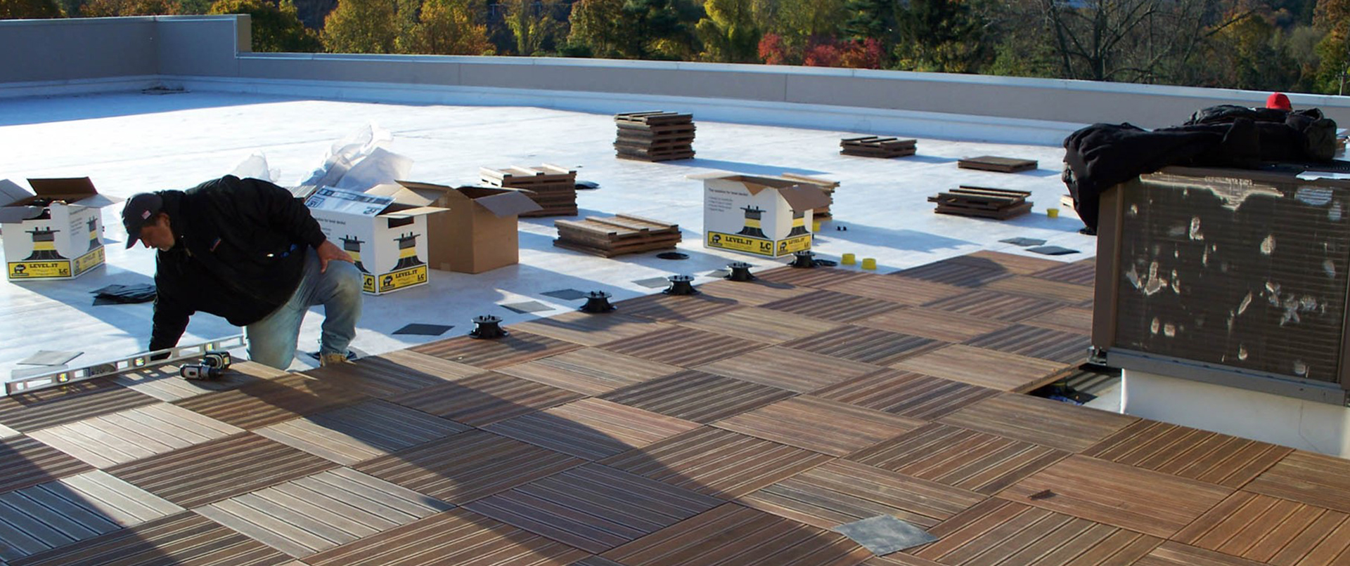 Wood Tile Rooftop Installation