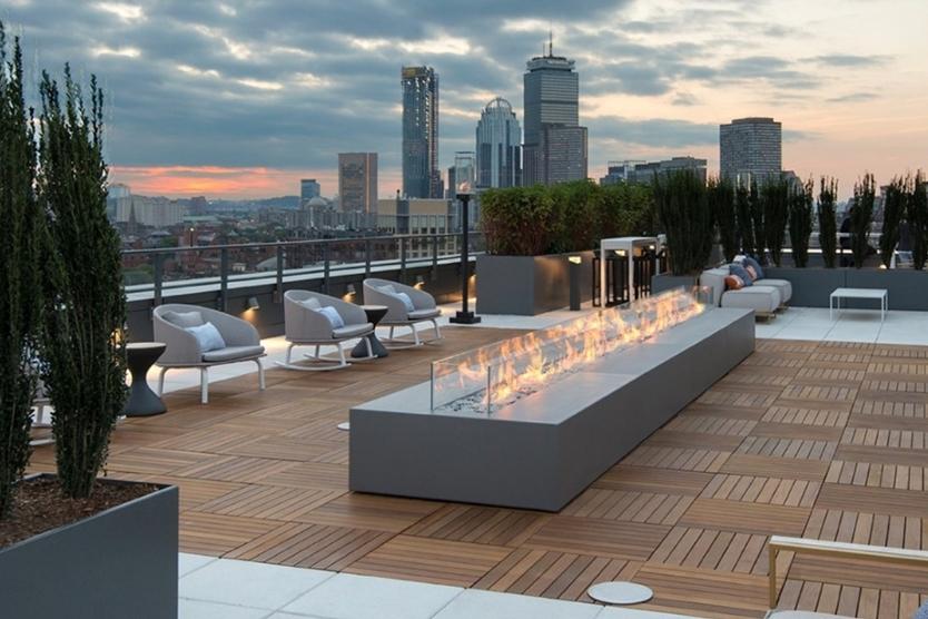Outdoor Rooftop with Skyline Sunset