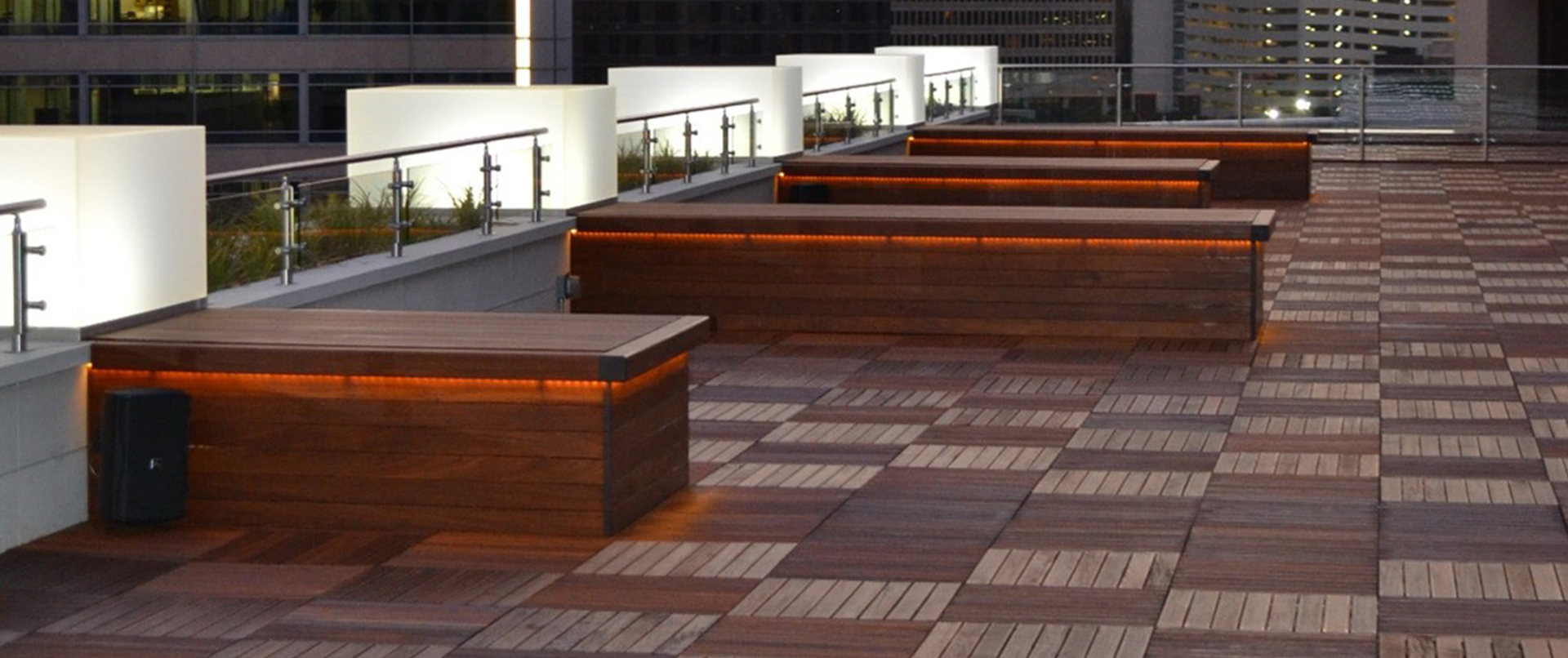 Spacious Rooftop Wood Tile Deck Spacious Rooftop Wood Tile Deck